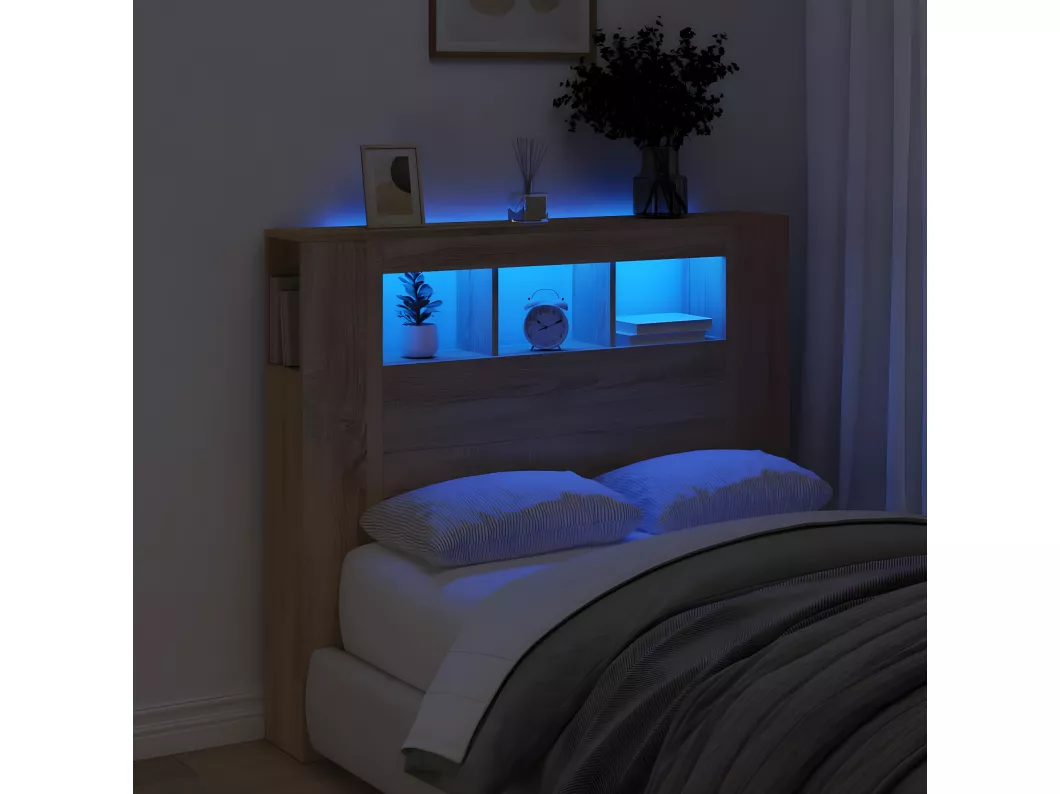 Kauf Unique LED-Kopfteil Sonoma Eiche 120x18,5x103,5 cm Holzwerkstoff