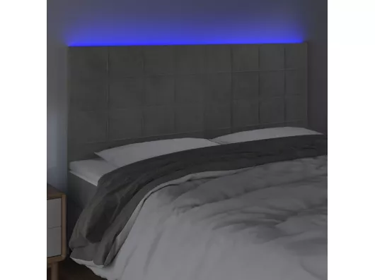 Kauf Unique LED Kopfteil Hellgrau 180x5x118/128 cm Samt Jubiläumsangebot