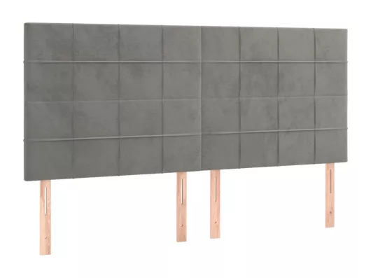 Kauf Unique LED Kopfteil Hellgrau 180x5x118/128 cm Samt Jubiläumsangebot