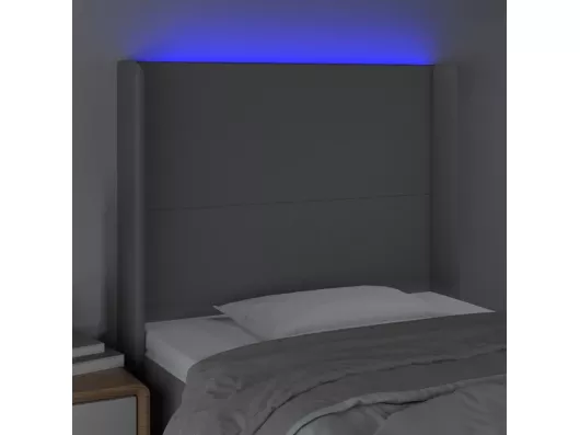 Kauf Unique LED Kopfteil Hellgrau 93x16x118/128 cm Stoff Heißer Verkauf