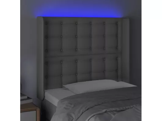 Kauf Unique LED Kopfteil Grau 103x16x118/128 cm Kunstleder Top Angebot