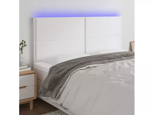Kauf Unique LED Kopfteil Weiß 160x5x118/128 cm Kunstleder Online Outlet