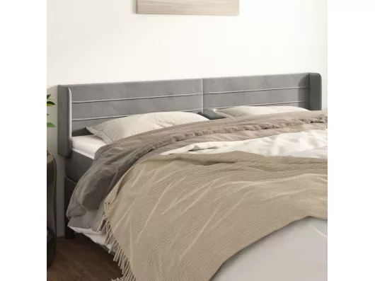 Kauf Unique Kopfteil mit Ohren Hellgrau 203x16x78/88 cm Samt