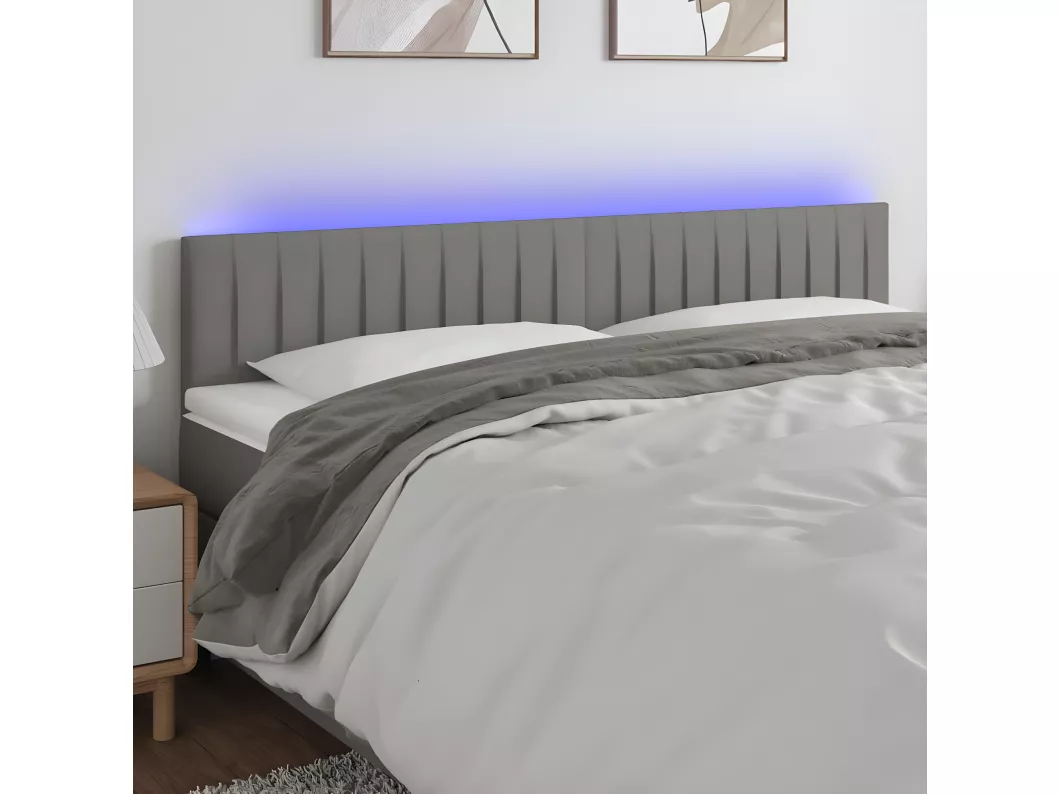 Kauf Unique LED Kopfteil Dunkelgrau 160x5x78/88 cm Stoff Große Rabatte
