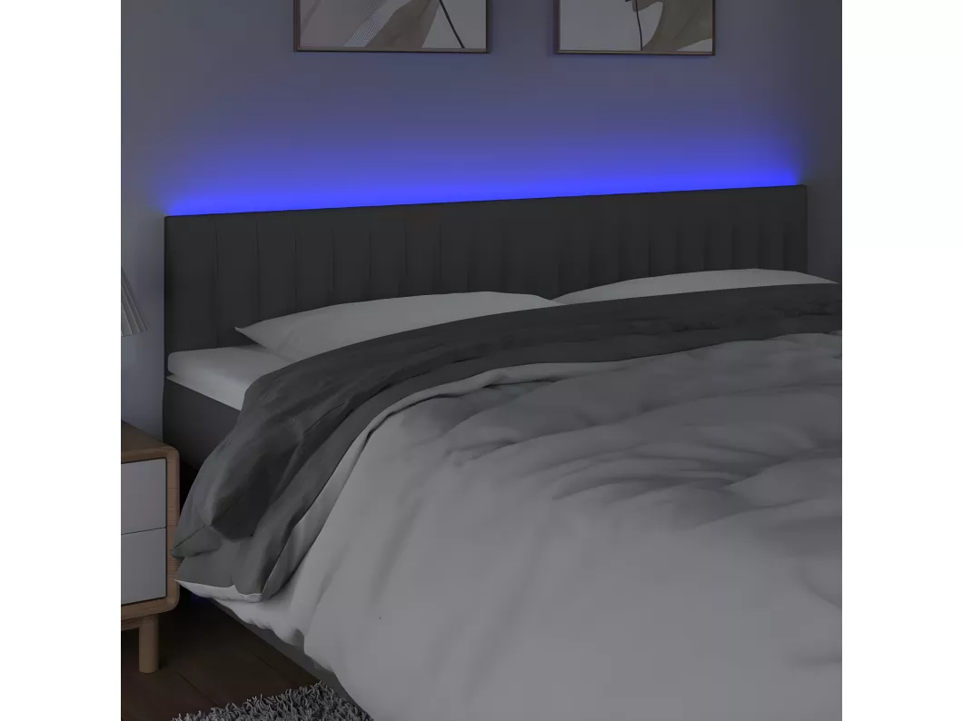 Kauf Unique LED Kopfteil Dunkelgrau 160x5x78/88 cm Stoff Große Rabatte