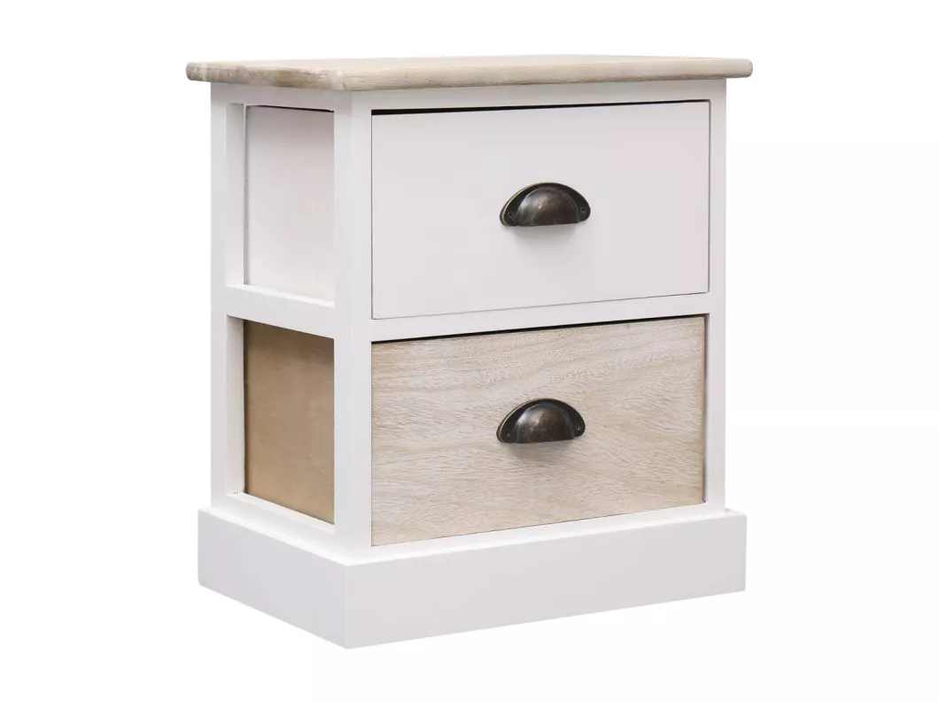 Kauf Unique Nachttische 2 Stk. Weiß und Natur 38×28×45 cm Paulownia-Holz