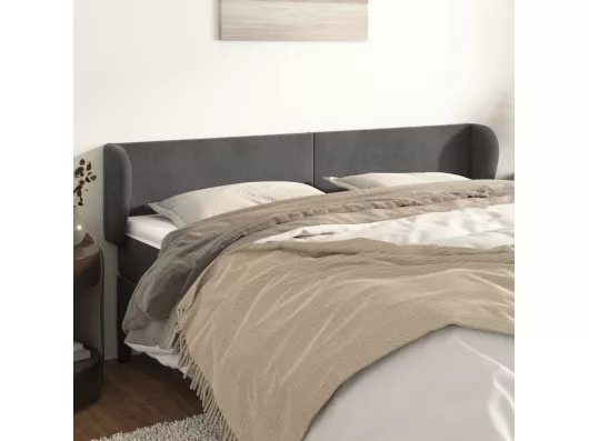 Kauf Unique Kopfteil mit Ohren Dunkelgrau 163x23x78/88 cm Samt