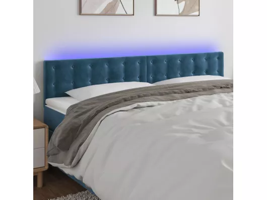 Kauf Unique LED Kopfteil Dunkelblau 200x5x78/88 cm Samt Tiefpreis