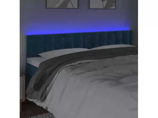 Kauf Unique LED Kopfteil Dunkelblau 200x5x78/88 cm Samt Tiefpreis