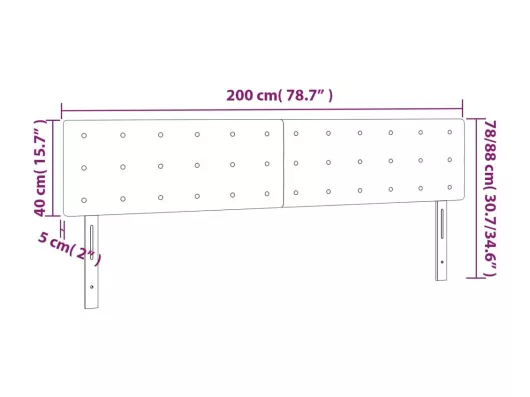 Kauf Unique LED Kopfteil Dunkelblau 200x5x78/88 cm Samt Tiefpreis