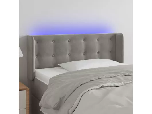Kauf Unique LED Kopfteil Hellgrau 103x16x78/88 cm Samt