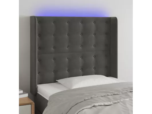 Kauf Unique LED Kopfteil Dunkelgrau 83x16x118/128 cm Samt Vierteljährliche Förderung