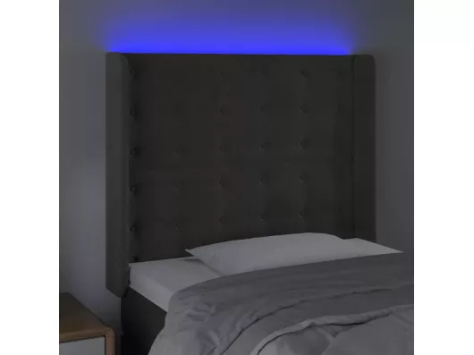 Kauf Unique LED Kopfteil Dunkelgrau 83x16x118/128 cm Samt Vierteljährliche Förderung