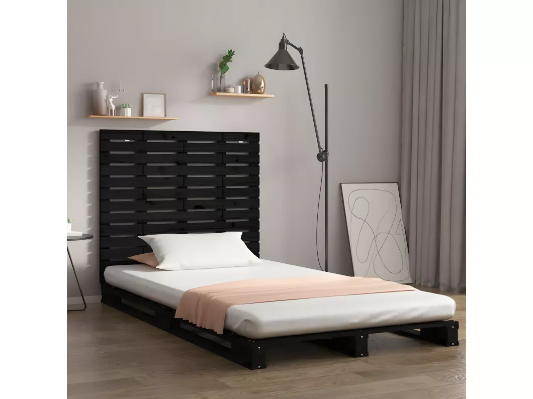 Kauf Unique Wand-Kopfteil Schwarz 141x3x91,5 cm Massivholz Kiefer