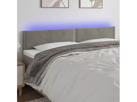 Kauf Unique LED Kopfteil Hellgrau 180x5x78/88 cm Samt Riesige Rabatte