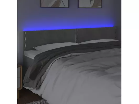 Kauf Unique LED Kopfteil Hellgrau 180x5x78/88 cm Samt Riesige Rabatte