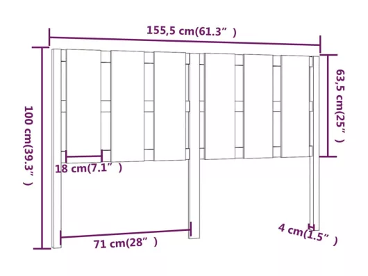 Kauf Unique Bett-Kopfteil Honigbraun 155,5x4x100 cm Massivholz Kiefer Black Friday Preise