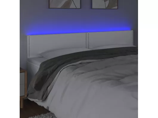 Kauf Unique LED Kopfteil Weiß 160x5x78/88 cm Kunstleder 50% Rabatt für begrenzte Zeit