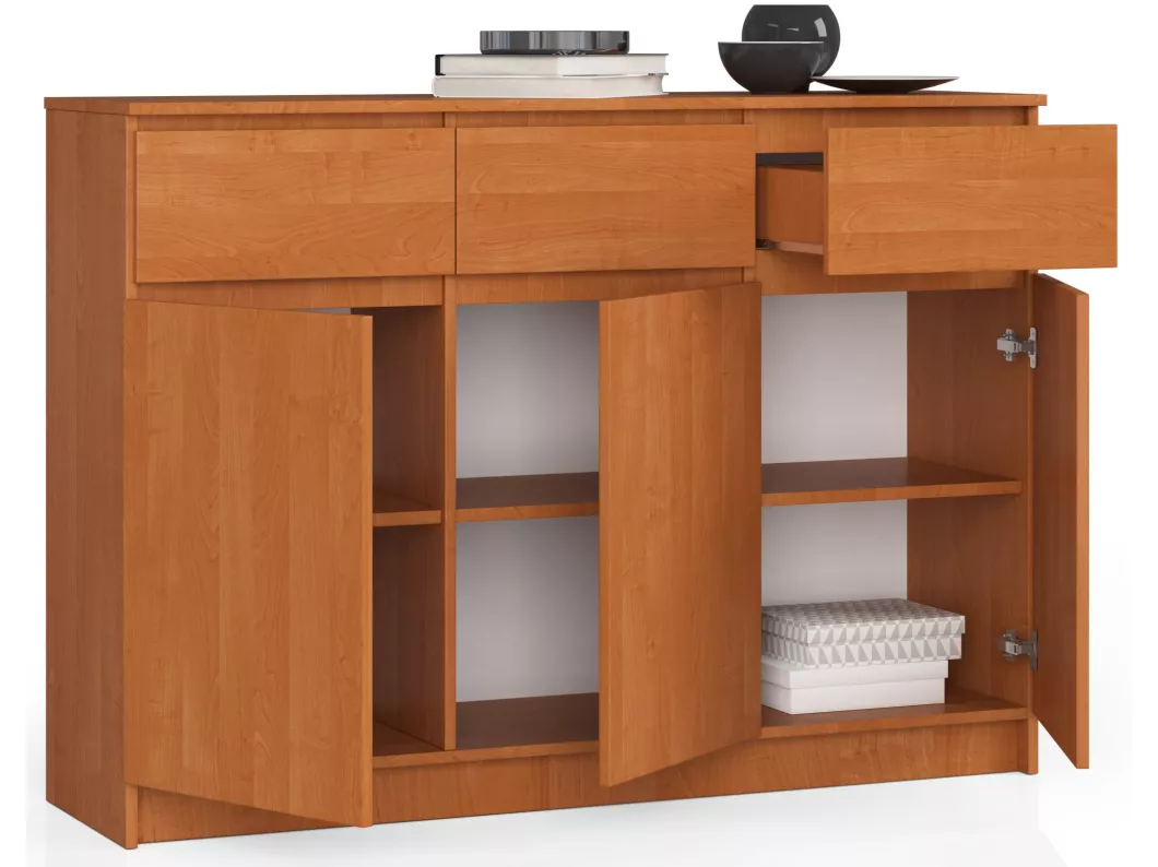 Kauf Unique Kommode AKORD K140 Erle 138 cm 3 Türen 3 Schubladen 6 Ebenen B138 x H99 x T40 cm Auslauf