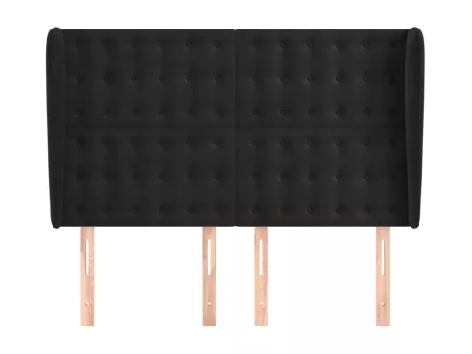 Kauf Unique Kopfteil mit Ohren Schwarz 147x23x118/128 cm Samt Schlussverkauf