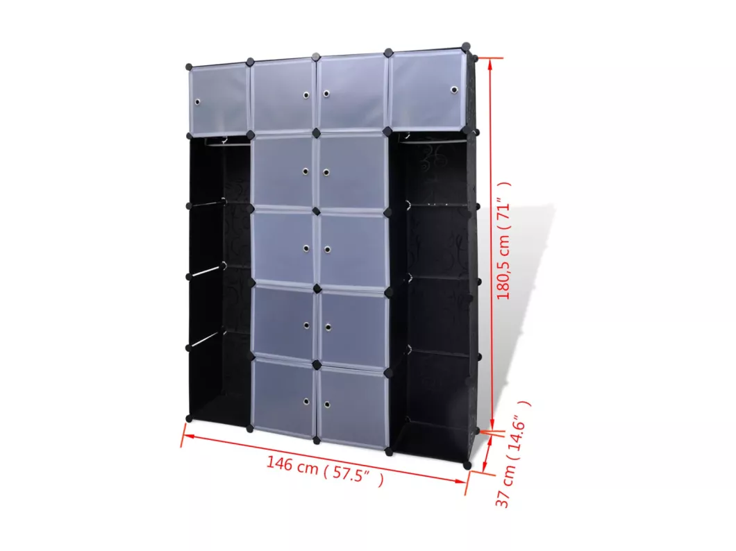 Kauf Unique Modularer Schrank mit 14 Fächern schwarz/weiß 37x146x180,5cm Meist gekauft