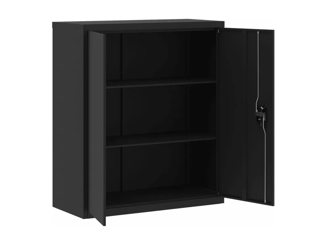 Kauf Unique Aktenschrank Schwarz 90x40x105 cm Stahl Kostenloser Versand