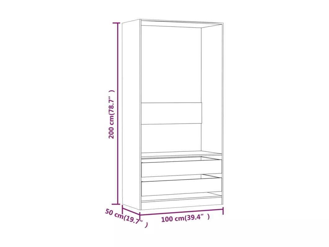 Kauf Unique Kleiderschrank Grau Sonoma 100x50x200 cm Holzwerkstoff Fabrikpreis