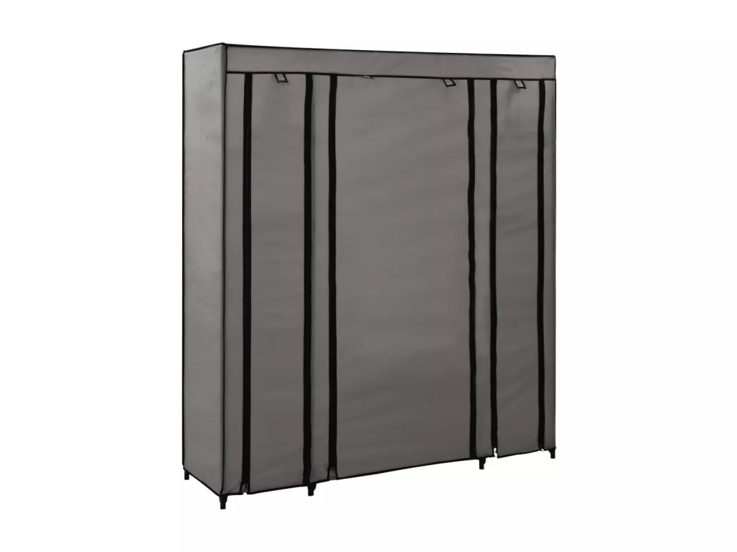 Kauf Unique Stoffschrank mit Fächern Kleiderstangen Grau 150x45x176cm Sonderangebot