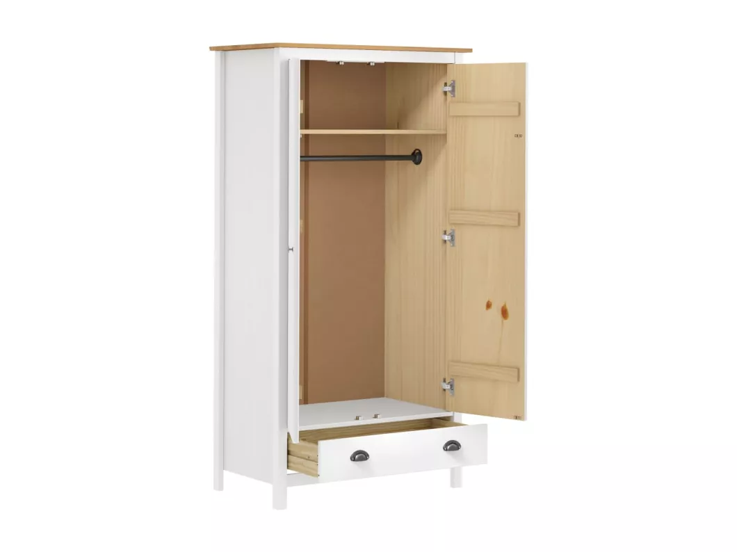 Kauf Unique Kleiderschrank mit 2 Türen Hill Weiß 89x50x170 cm Kiefernholz Günstig kaufen