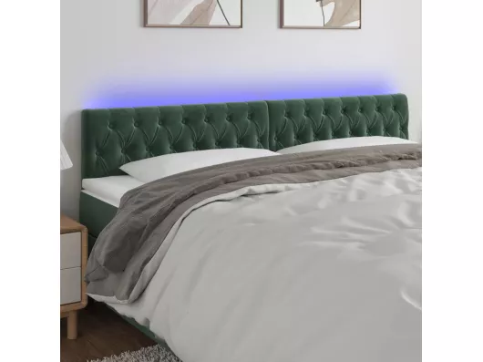 Kauf Unique LED Kopfteil Dunkelgrün 180x7x78/88 cm Samt Weihnachtsangebot