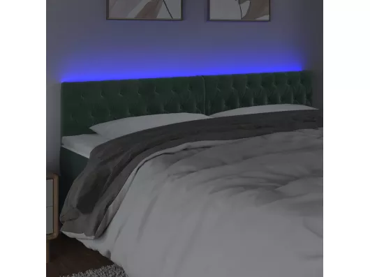 Kauf Unique LED Kopfteil Dunkelgrün 180x7x78/88 cm Samt Weihnachtsangebot
