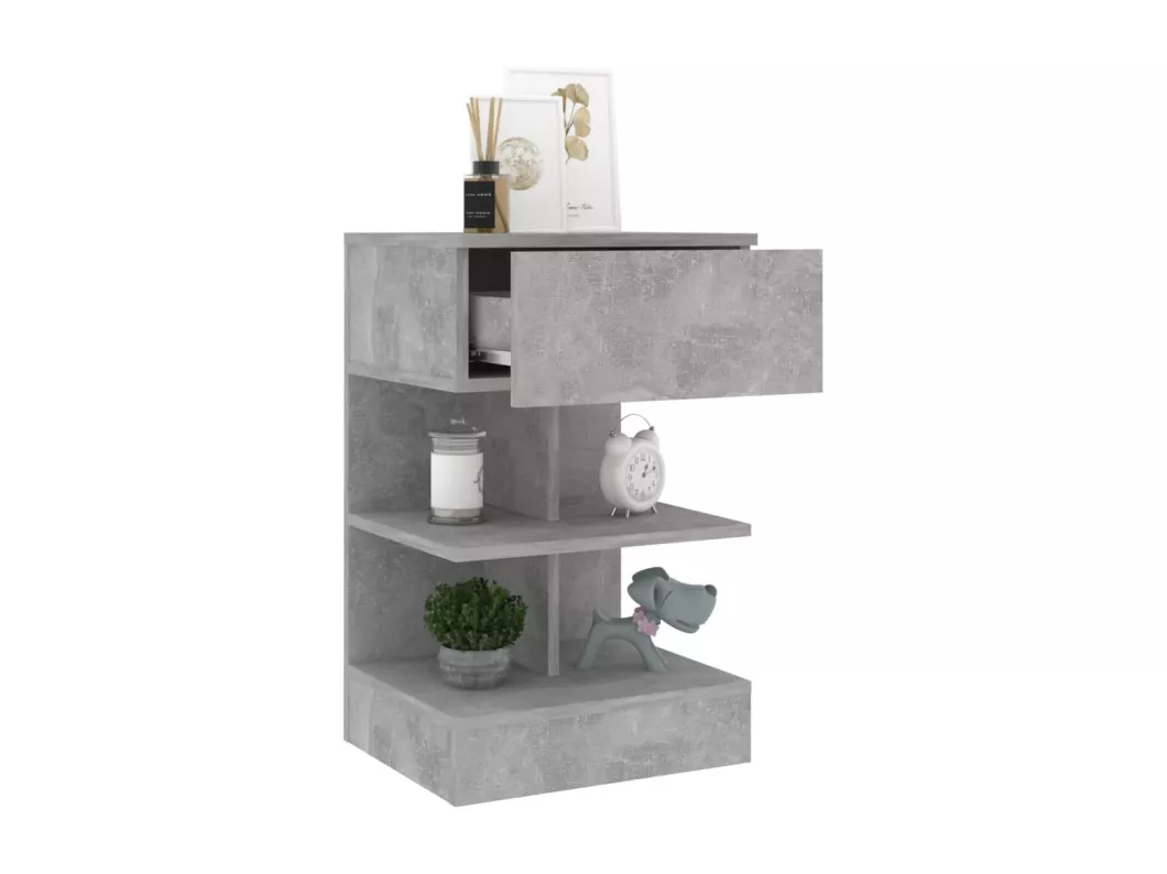 Kauf Unique Nachttisch Betongrau 40x35x65 cm Holzwerkstoff Online Outlet