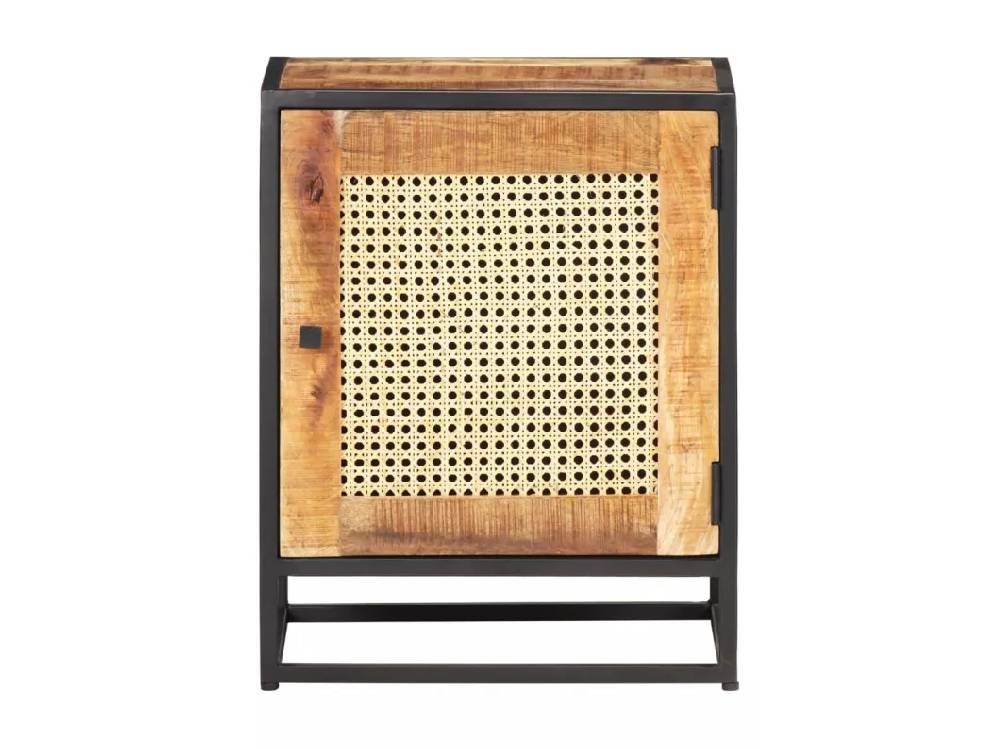 Kauf Unique Nachttisch 40x30x50 cm Raues Mangoholz und Wiener Geflecht Zeitlich begrenztes Angebot