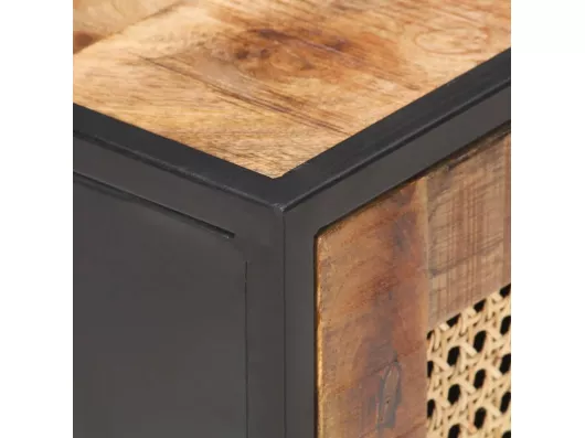 Kauf Unique Nachttisch 40x30x50 cm Raues Mangoholz und Wiener Geflecht Zeitlich begrenztes Angebot