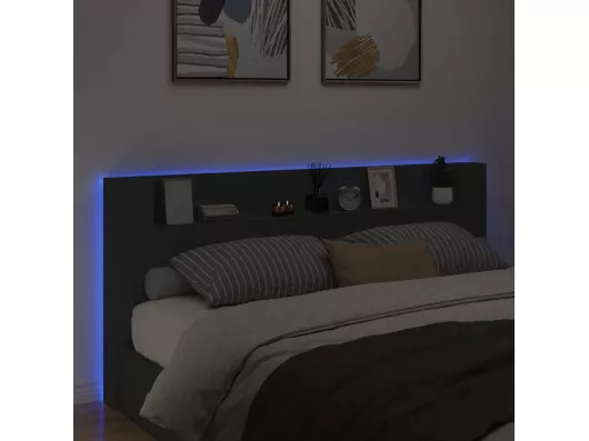 Kauf Unique LED-Kopfteil mit Ablagen Schwarz 220x16,5x103,5 cm Exklusive Angebote