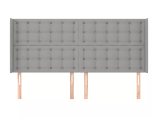 Kauf Unique Kopfteil mit Ohren Hellgrau 183x16x118/128 cm Stoff Räumungsverkauf