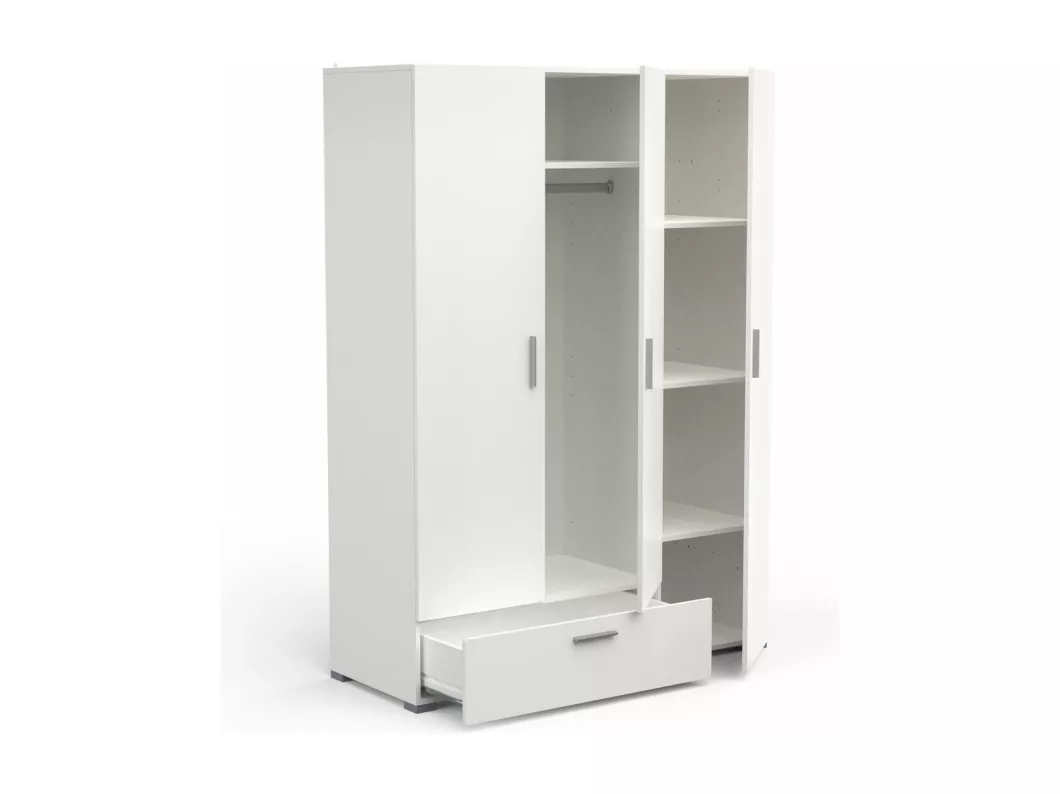 Kauf Unique Kleiderschrank mit 3 Türen, 1 Schublade und Kleiderstange - L134,6 cm Sonderangebote