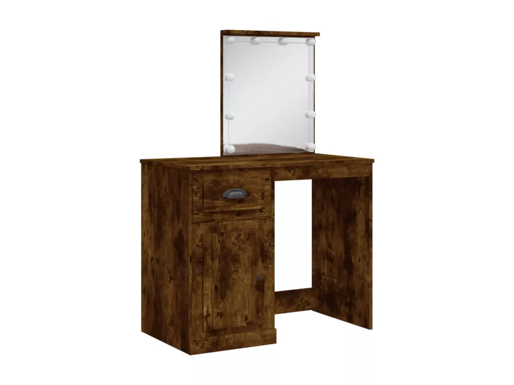Kauf Unique Schminktisch mit LED-Leuchten Räuchereiche 90x42x132,5 cm Super Sparpreis
