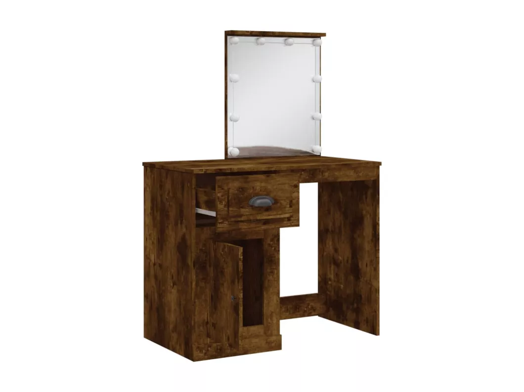 Kauf Unique Schminktisch mit LED-Leuchten Räuchereiche 90x42x132,5 cm Super Sparpreis