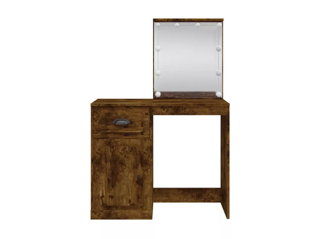 Kauf Unique Schminktisch mit LED-Leuchten Räuchereiche 90x42x132,5 cm Super Sparpreis