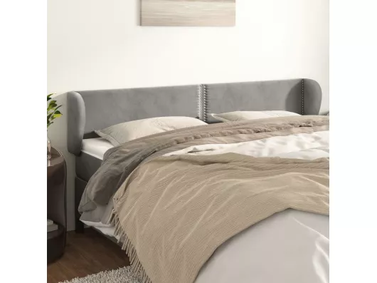 Kauf Unique Kopfteil mit Ohren Hellgrau 183x23x78/88 cm Samt