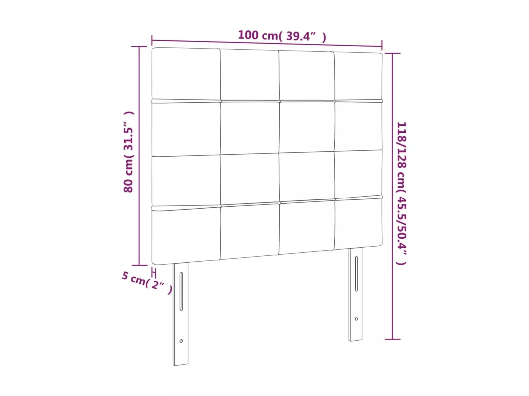 Kauf Unique LED Kopfteil Schwarz 100x5x118/128 cm Samt Speichern exportieren