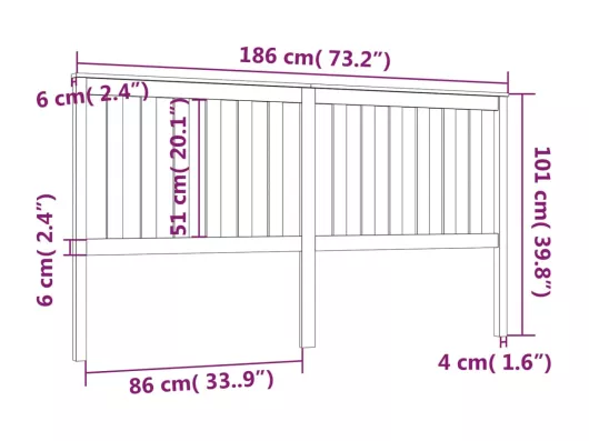 Kauf Unique Kopfteil 186x6x101 cm Massivholz Kiefer im Angebot