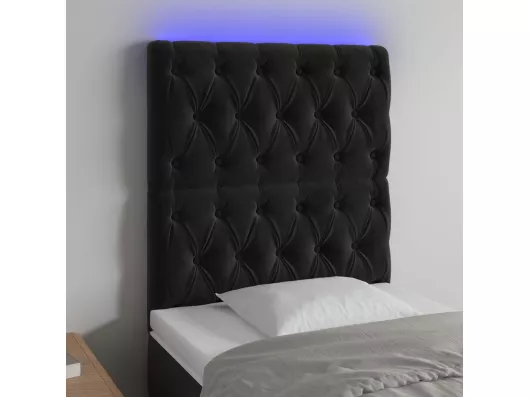 Kauf Unique LED Kopfteil Schwarz 80x7x118/128 cm Samt