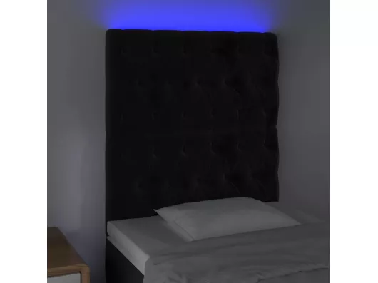 Kauf Unique LED Kopfteil Schwarz 80x7x118/128 cm Samt Fabrik Onlineshop