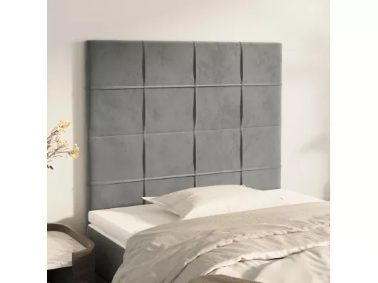 Kauf Unique Kopfteile 2 Stk. Hellgrau 100x5x78/88 cm Samt