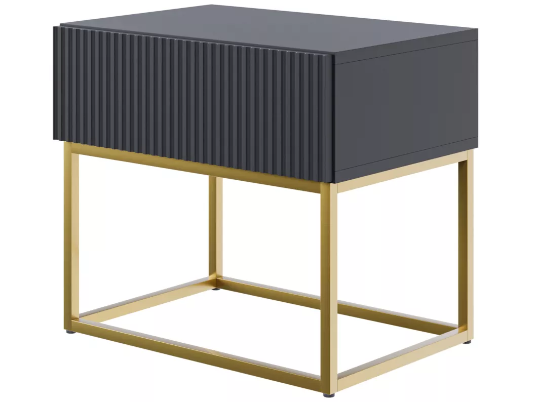 Kauf Unique Nachttisch mit Schublade - 50 cm - Schwarz mit goldenem Metallgestell - VELDIO Großer Ausverkauf