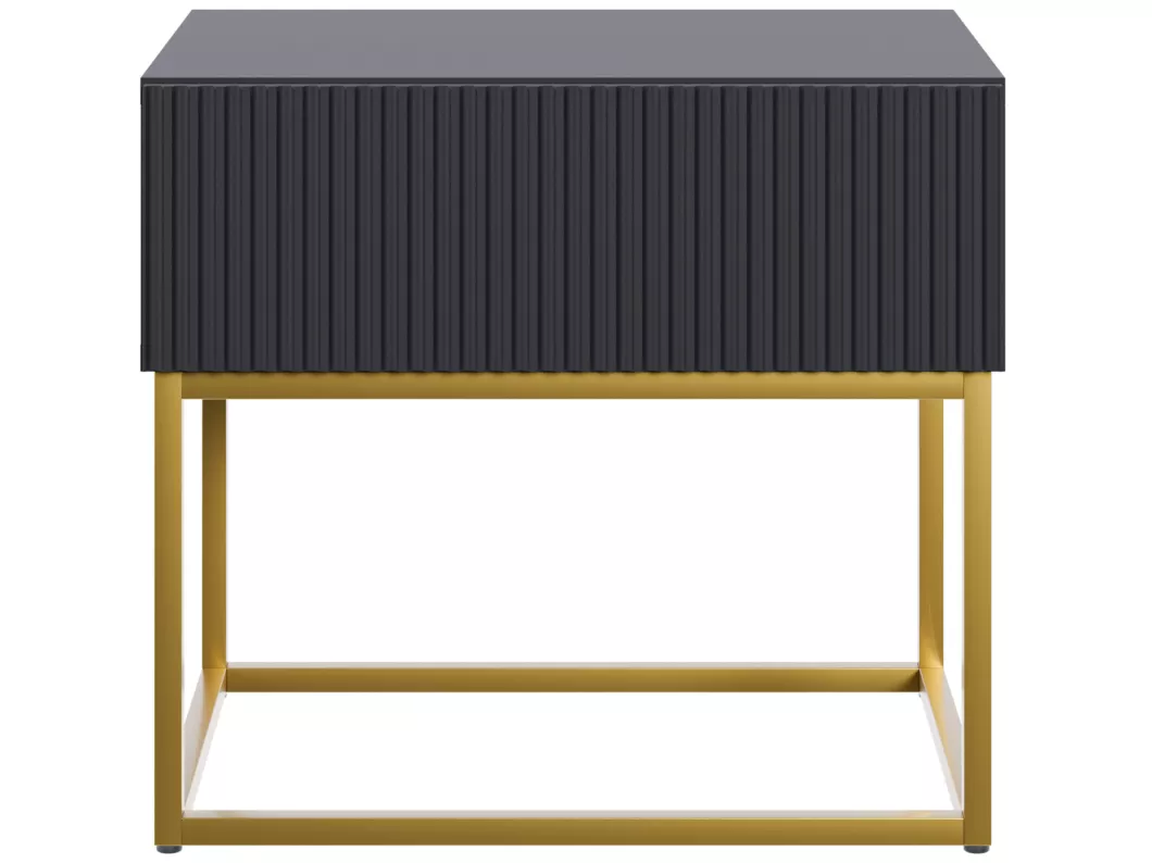 Kauf Unique Nachttisch mit Schublade - 50 cm - Schwarz mit goldenem Metallgestell - VELDIO Großer Ausverkauf