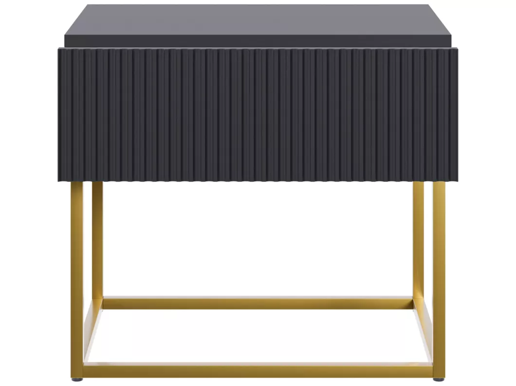 Kauf Unique Nachttisch mit Schublade - 50 cm - Schwarz mit goldenem Metallgestell - VELDIO Großer Ausverkauf