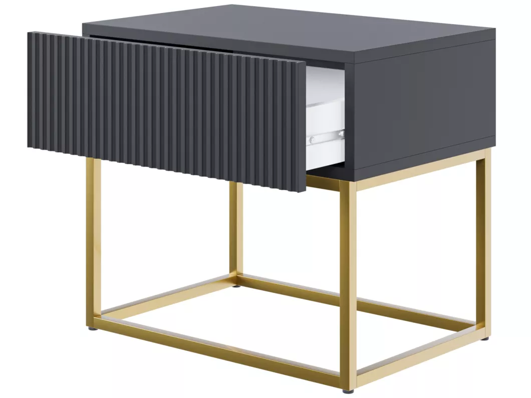 Kauf Unique Nachttisch mit Schublade - 50 cm - Schwarz mit goldenem Metallgestell - VELDIO Großer Ausverkauf